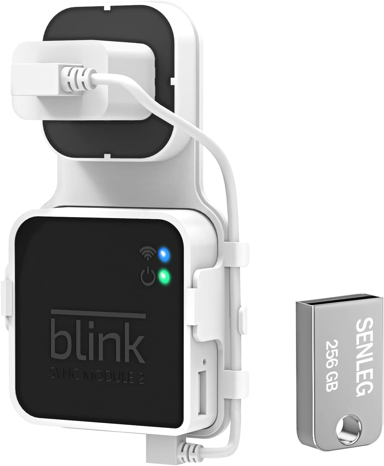 256GB Blink USB Flash Drive and Blink Sync Module 2 Mount, No-Drilling Easy Move Mount Bracket for Blink Outdoor Indoor Security System, with Short Cable (Blink Sync Module 2 is NOT Included)