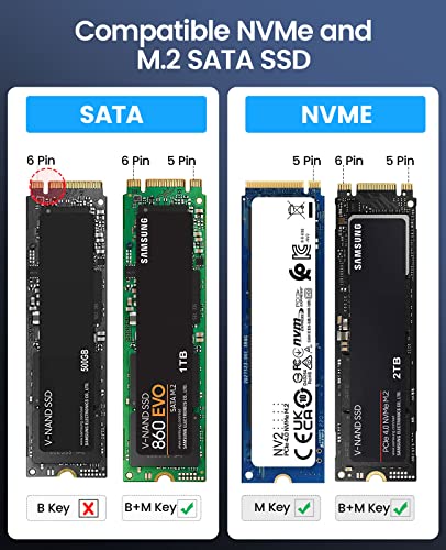 ORICO M.2 NVMe SATA SSD Enclosure, 10Gbps USB-C 3.2 Gen2, Aluminum Tool-Free Case L243158