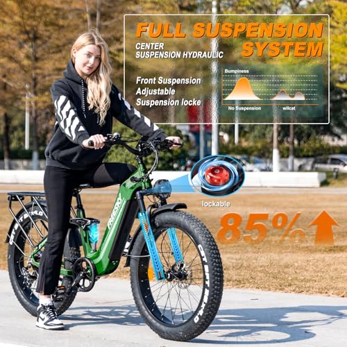 FREESKY Electric Bike for Adults 1600W 48V 20Ah Step-Thru Fat Tire Ebike F761