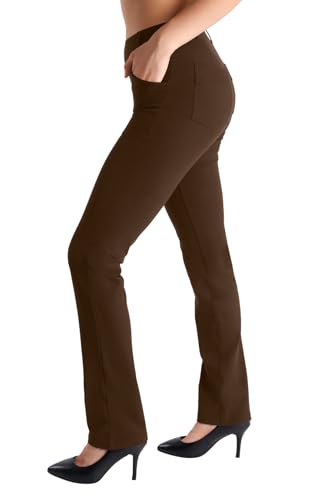 Yogipace Women's Straight Leg Yoga Dress Pants with Belt Loops H62689