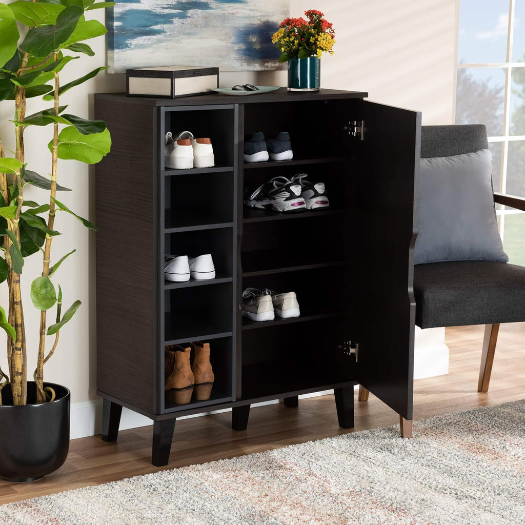 Baxton Studio Shoe Rack, Dark Brown/Grey K8401