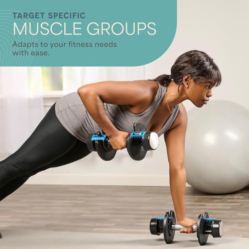 Lifepro Adjustable Dumbbells Set with Rack, 5-in-1, 15-55lb, Home Gym K99628