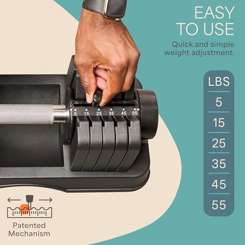 Lifepro Adjustable Dumbbells Set with Rack, 5-in-1, 15-55lb, Home Gym K99628