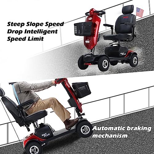 4 Wheel Mobility Scooter Portable Electric with Extended Battery for Seniors Adults Red Q353433