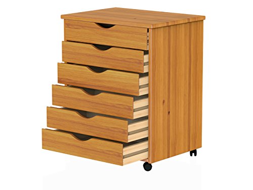 Jela Original Roll Cart, Solid Wood, 6 Drawer, White H793