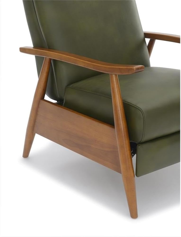 Solaris Fern Green Faux Leather Wood Arm Push Back Recliner I637324