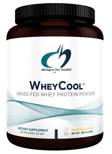 Designs for Health WheyCool - Grass Fed Whey Protein Powder Supplement with 22g Protein, May Support Athletes, Muscles + Energy - Non-GMO + Gluten-Free, Vanilla (30 Servings / 900g)