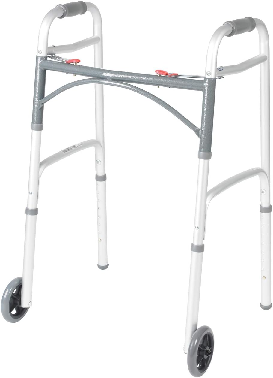 Drive Medical Deluxe Two Button Folding Walker with 5" Wheels