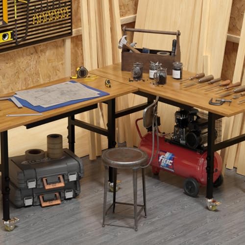 60" Adjustable Workbench with Power Outlets, Wheels and Drawer L44280