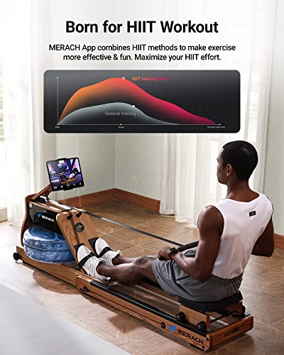 MERACH Foldable Wooden Rowing Machine with Electromagnetic Resistance D424