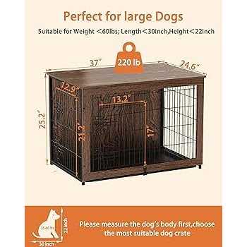 Megidok Wooden Dog Crate Furniture with Cushion and Tray A67595