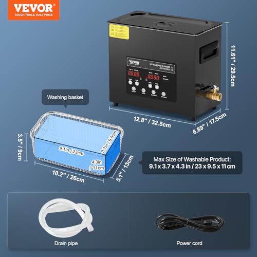 VEVOR 10L Ultrasonic Cleaner, 240W Digital Machine with Heater & Timer C9757