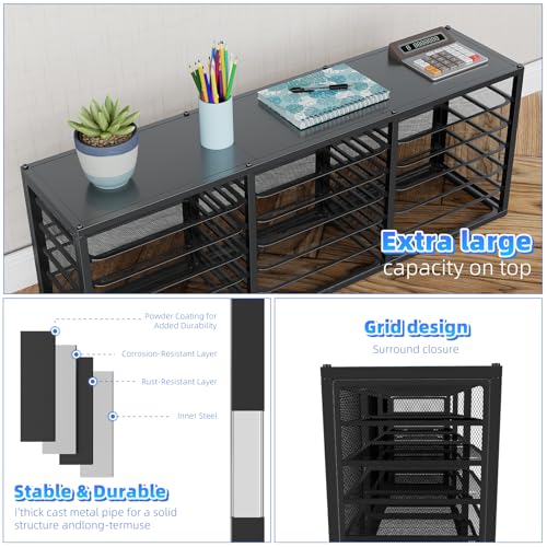 Simple Trending 14 Tier Rolling File Cart with Sliding Trays, Black C4528