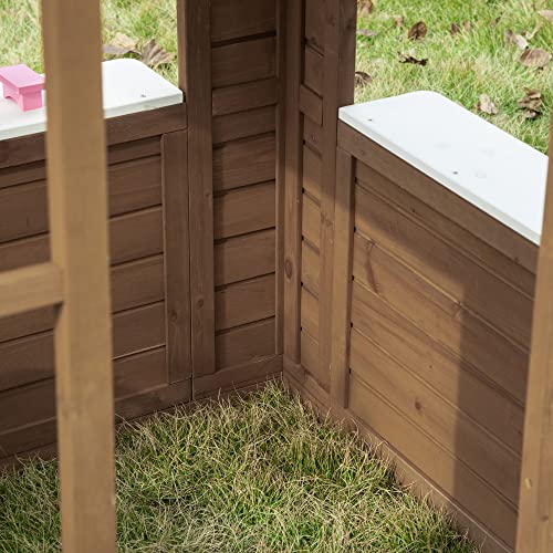 Outsunny Kids Wooden Playhouse with Working Door and Windows, White O609