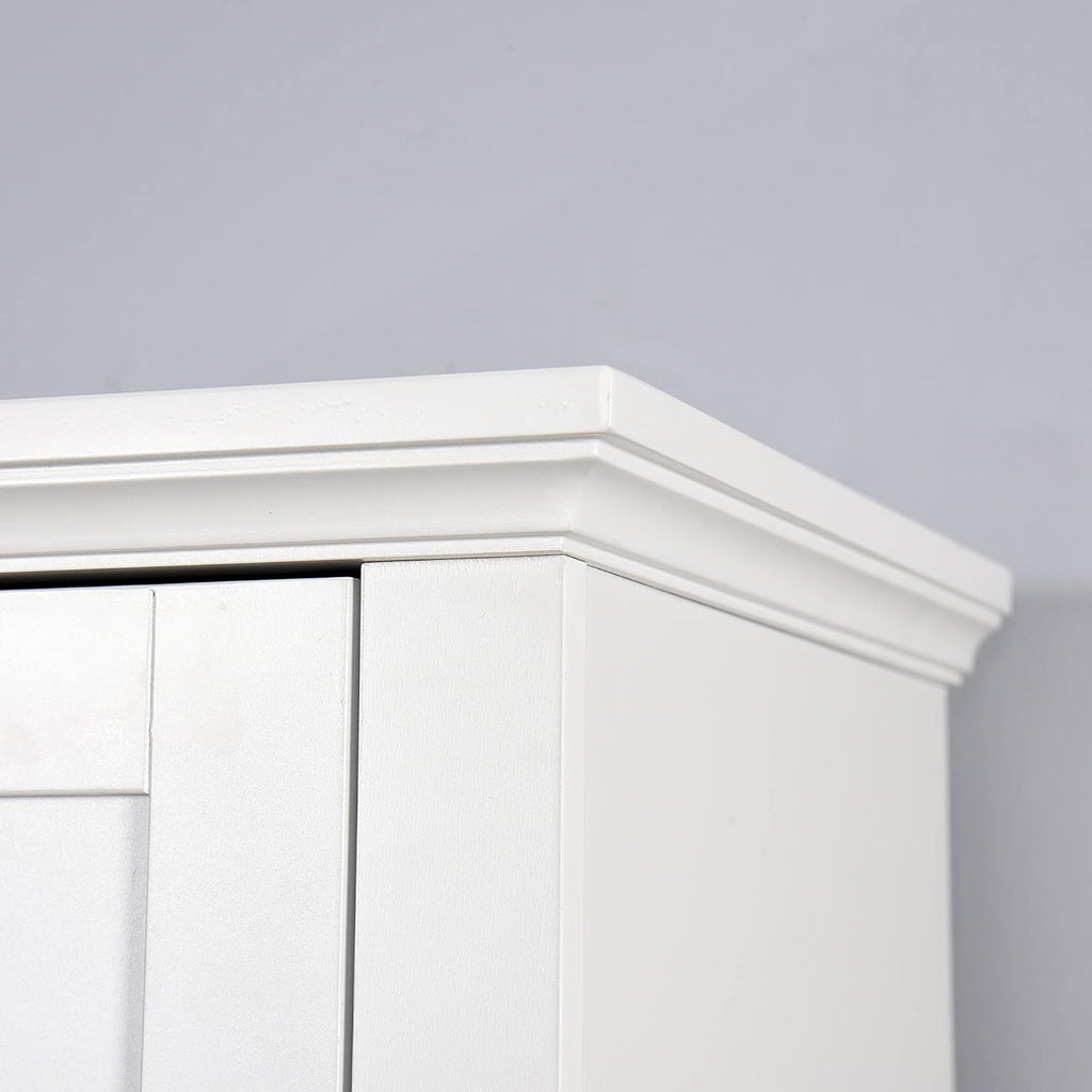 Tall Bathroom Storage Cabinet with Shelves and Door, Narrow, White Q863555