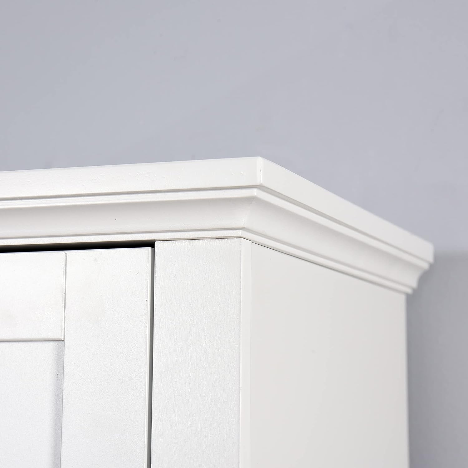 Tall Bathroom Storage Cabinet with Shelves and Door, Narrow, White Q863555
