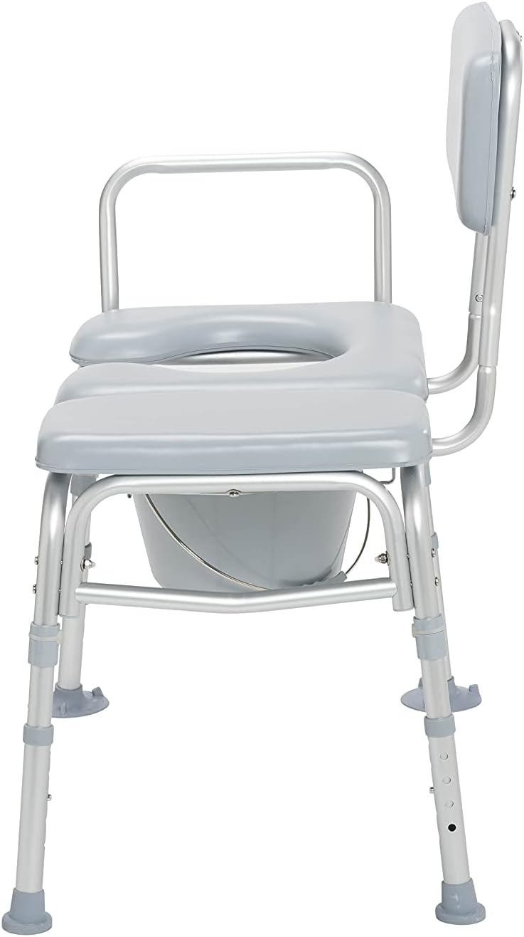 Drive Medical Transfer Bench Commode Chair with Padded Seat, Gray A422