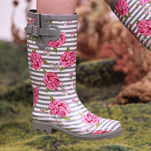 landchief Rain Boots for Women Waterproof Tall Knee High Rubber U158