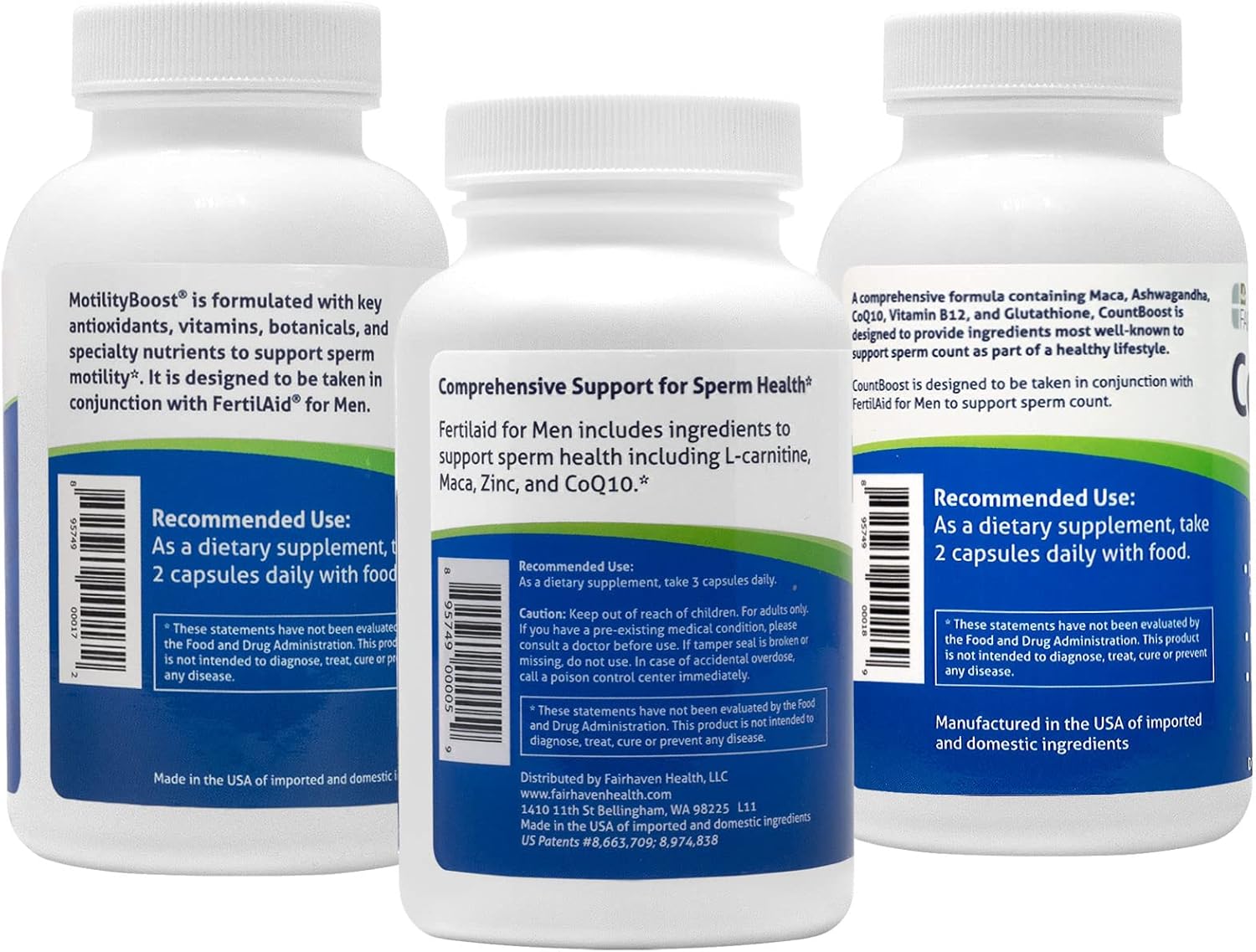 FertilAid for Men MotilityBoost Countboost Bundle Male Fertility Supplement with Maca Ashwagandha CoQ10 Zinc X705183