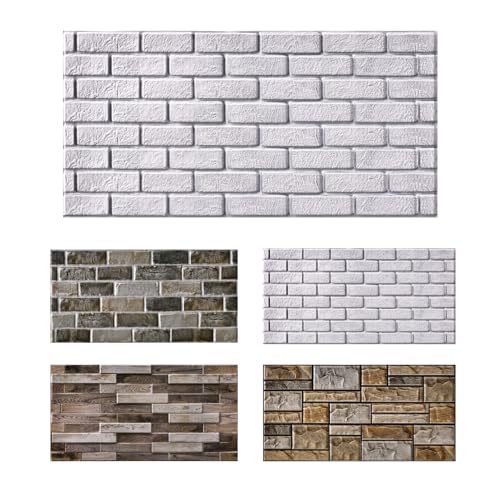 10Pcs (19.4sqft) 3D Wall Panels Peel and Stick PVC Faux Stone Backsplash, 3D Decorative Panels for Home, Kitchen, Bath and Office