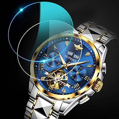 OUPINKE Mens Automatic Skeleton Tourbillon Sapphire Crystal Watch B46726