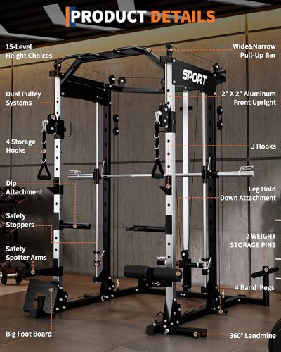 Garvee Smith Machine All-in-One Squat Rack for Home Gym W36420