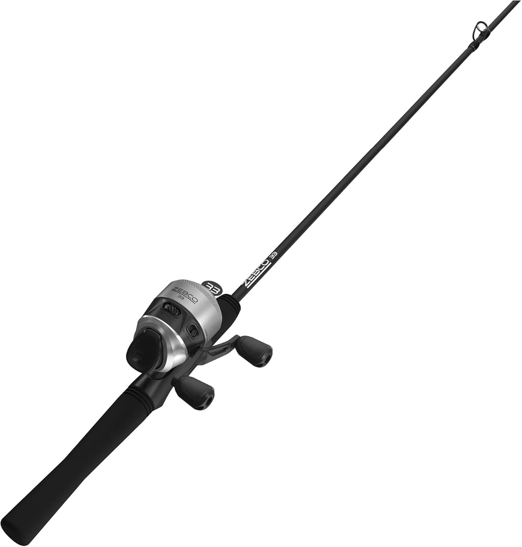 Zebco 33 Spincast Reel and 6-Foot Fishing Rod Combo, Silver/Black S87229
