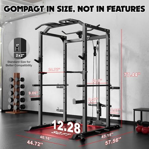 C1-V4 Power Cage with LAT Pulldown, Multi-Function Weight Cage for Home Gym G4781