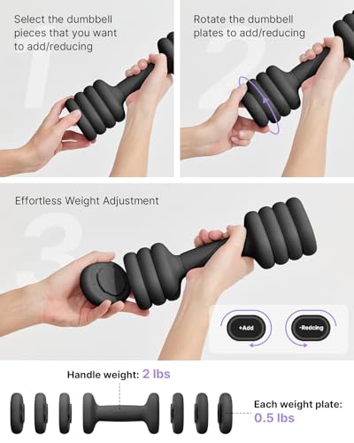 YOTTOY Adjustable Dumbbell Set of 2, 4-in-1 Hand Weights for Women D599