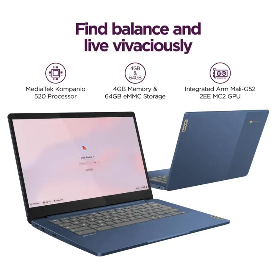 Lenovo IdeaPad Slim 3 Chromebook 14" Full HD, 8GB RAM, 64GB eMMC, Chrome OS, Blue P771632