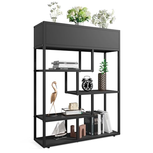 Bookshelf 4 Tier Modern Bookcase, Multifunctional Flower Stand and Bookshelf, Modern Plant Display Rack for Home Decor, Freestanding Open Book Shelves for Bedroom,Office, White
