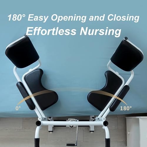 Hydraulic Patient Lift Transfer Chair with 180° Split Seat, Toilet and Tray Table, 440Lbs Capacity F75608