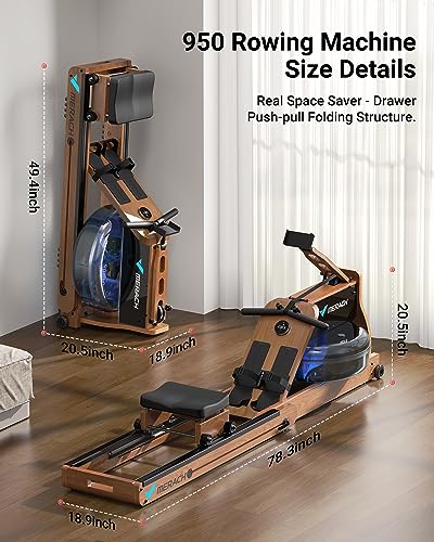 MERACH Foldable Wooden Rowing Machine with Electromagnetic Resistance D424