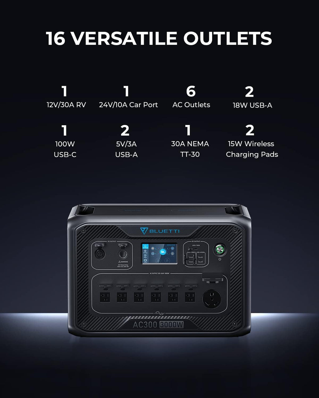 BLUETTI AC300 & B300 Portable Power Station, 3072Wh LiFePO4 Solar Generator H76369
