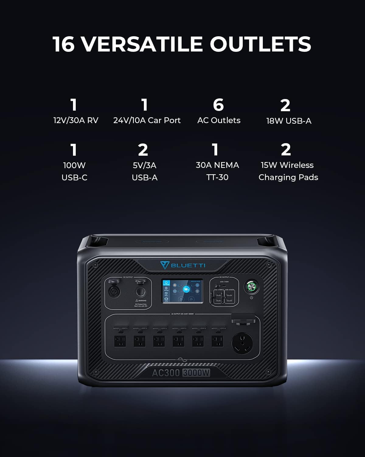 BLUETTI AC300 & B300 Portable Power Station, 3072Wh LiFePO4 Solar Generator H76369
