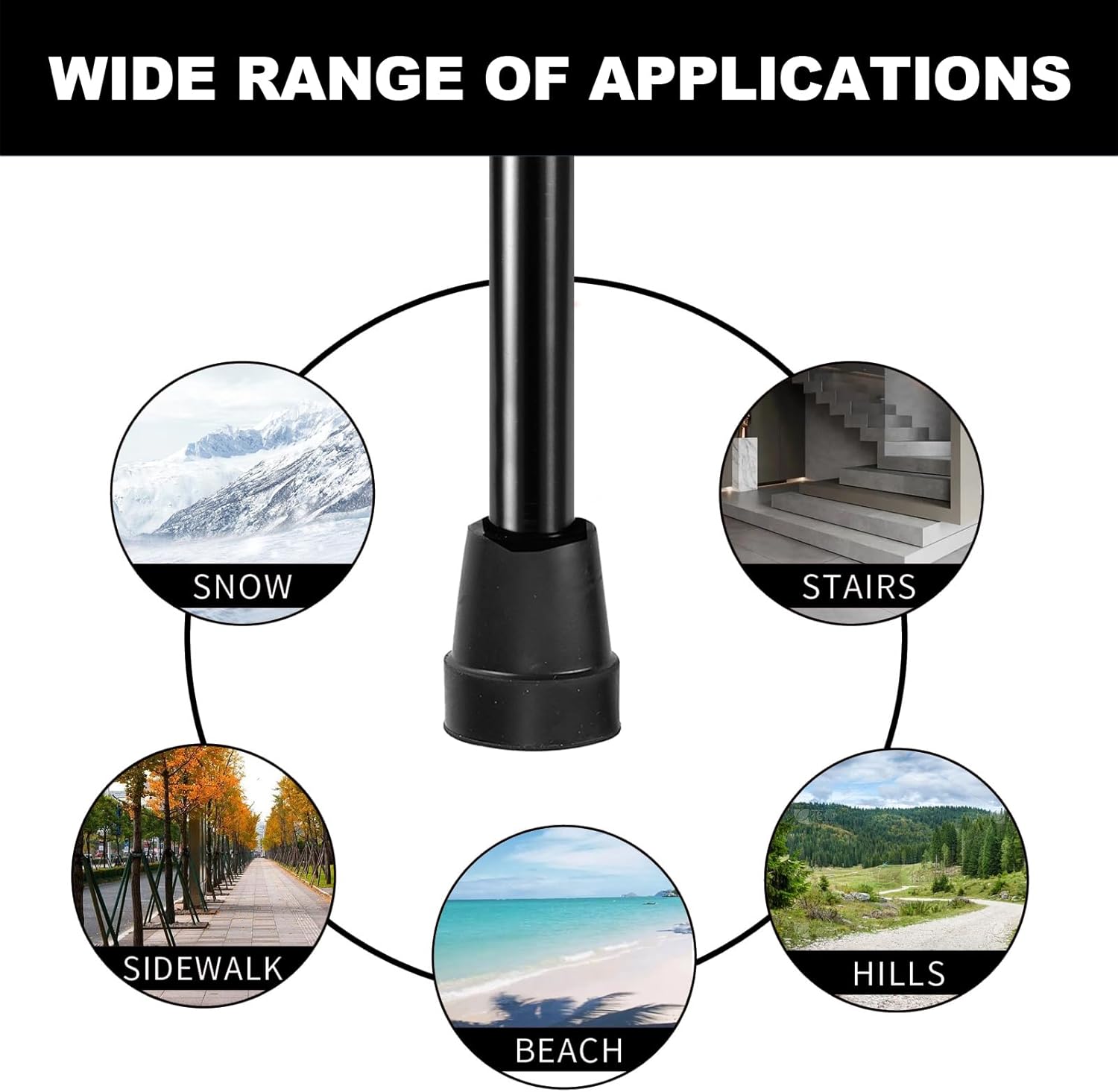 Oulisen Walking Cane for Men and Women, 5-Level Adjustable Folding Cane B6532