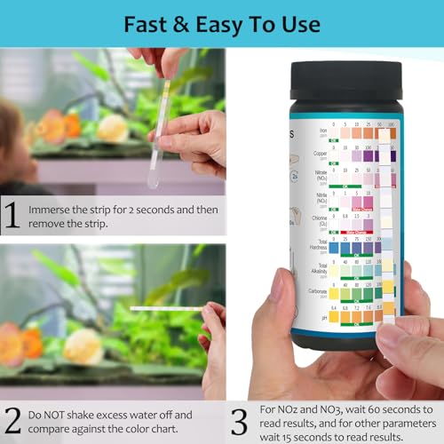 9-in-1 Aquarium Water Testing Kit, 100 Strips for Freshwater & Saltwater Fish Tank J5357
