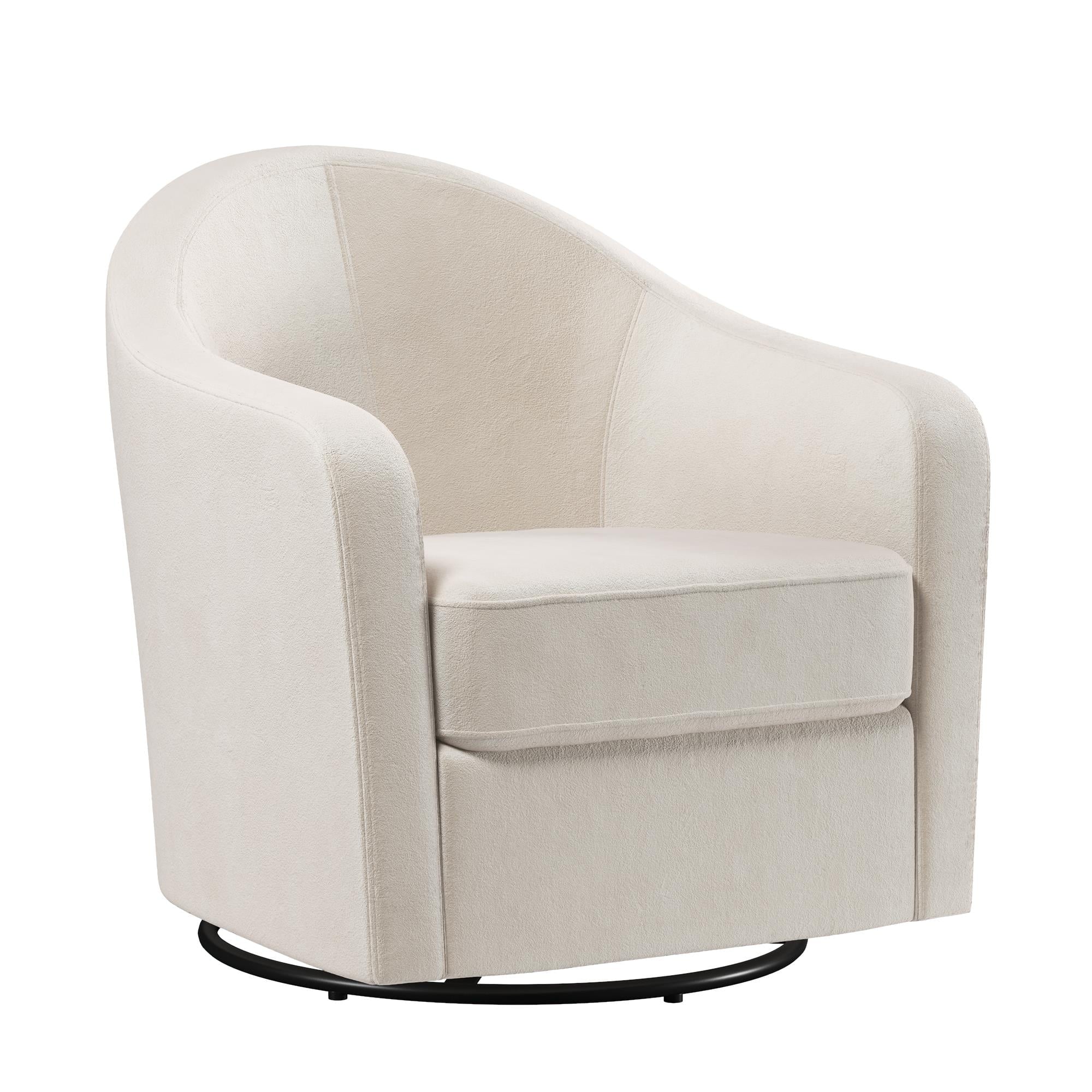DHP Gentle Swivel Curved Accent Chair, Ivory Velvet J5712
