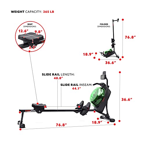 Sunny Health & Fitness Elite Water Rowing Machine T4389