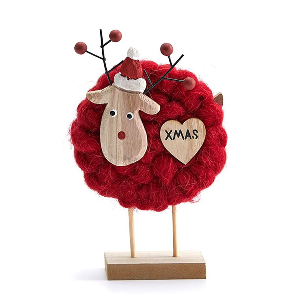 New Nordic Christmas Wooden Wool Felt Decoration Christmas Elk Santa Claus Ornament Christmas Tree Desktop Decoration A,1 x Christmas Ornaments,Red