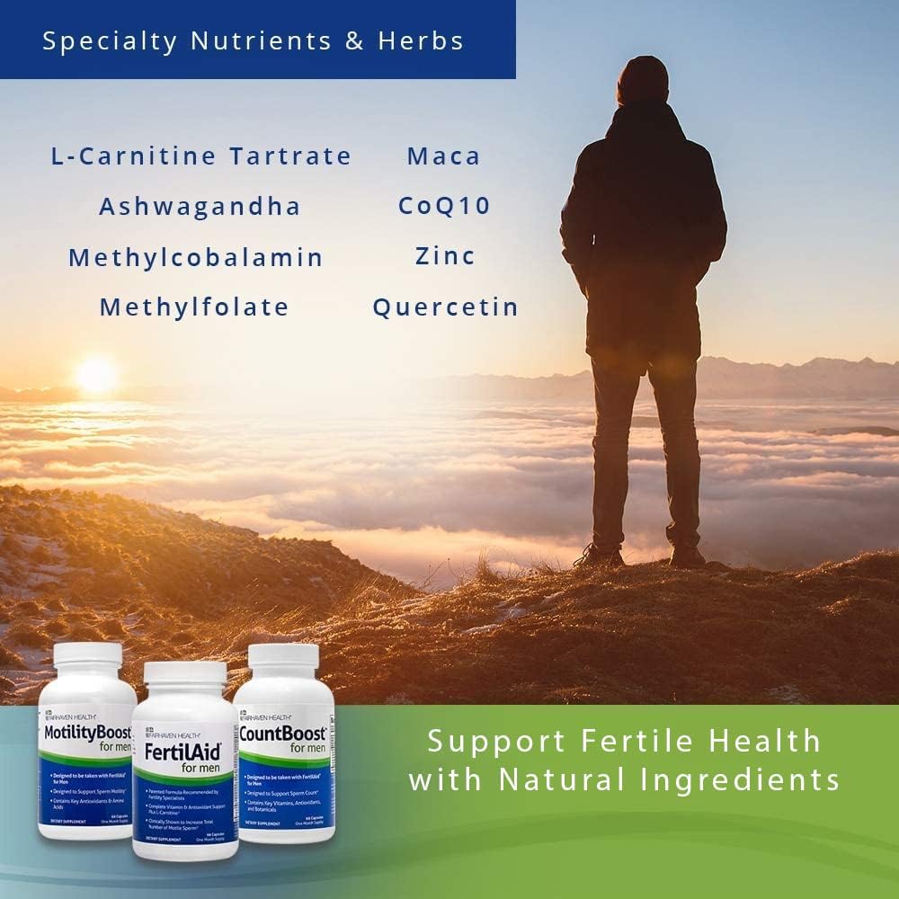 FertilAid for Men MotilityBoost Countboost Bundle Male Fertility Supplement with Maca Ashwagandha CoQ10 Zinc X705183