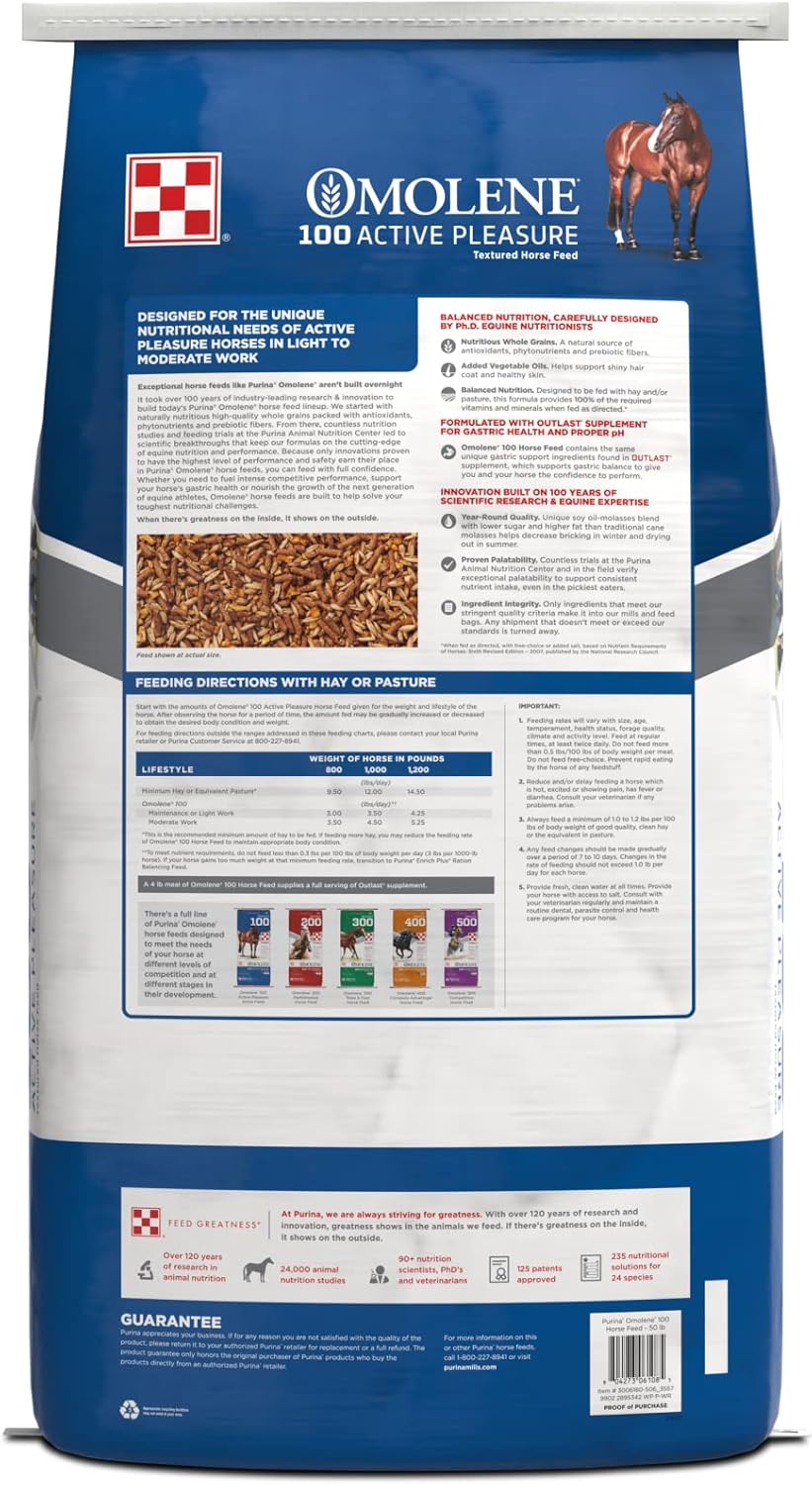 Purina Omolene #100® Active Pleasure Horse Feed, 50 lb Bag X4005