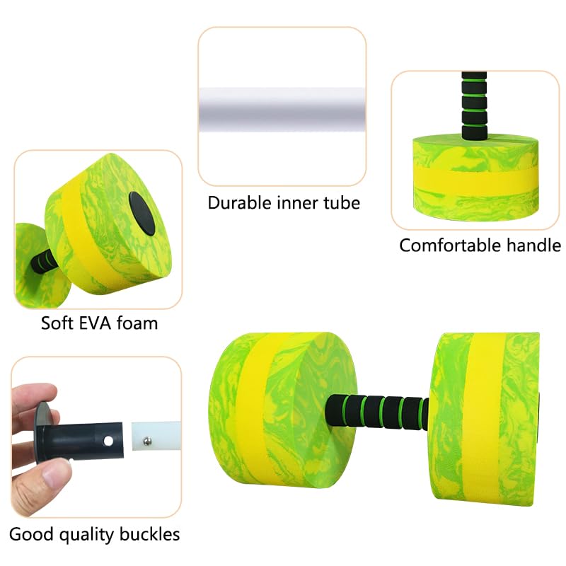 Aquatic Exercise Dumbbells Set of 2, EVA Foam Water Weights for Pool Fitness A527