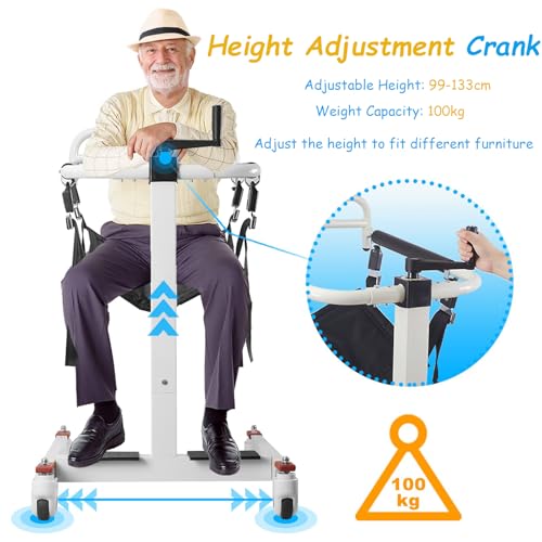Portable Patient Lift Wheelchair for Home, Adjustable Height, 330 lbs Capacity K93627