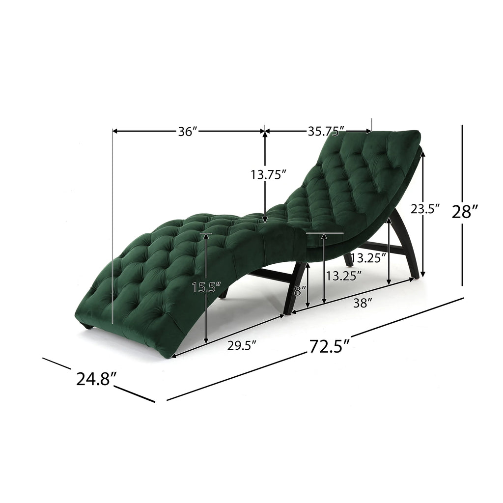 Grasby Tufted Emerald Velvet Chaise Lounge R113
