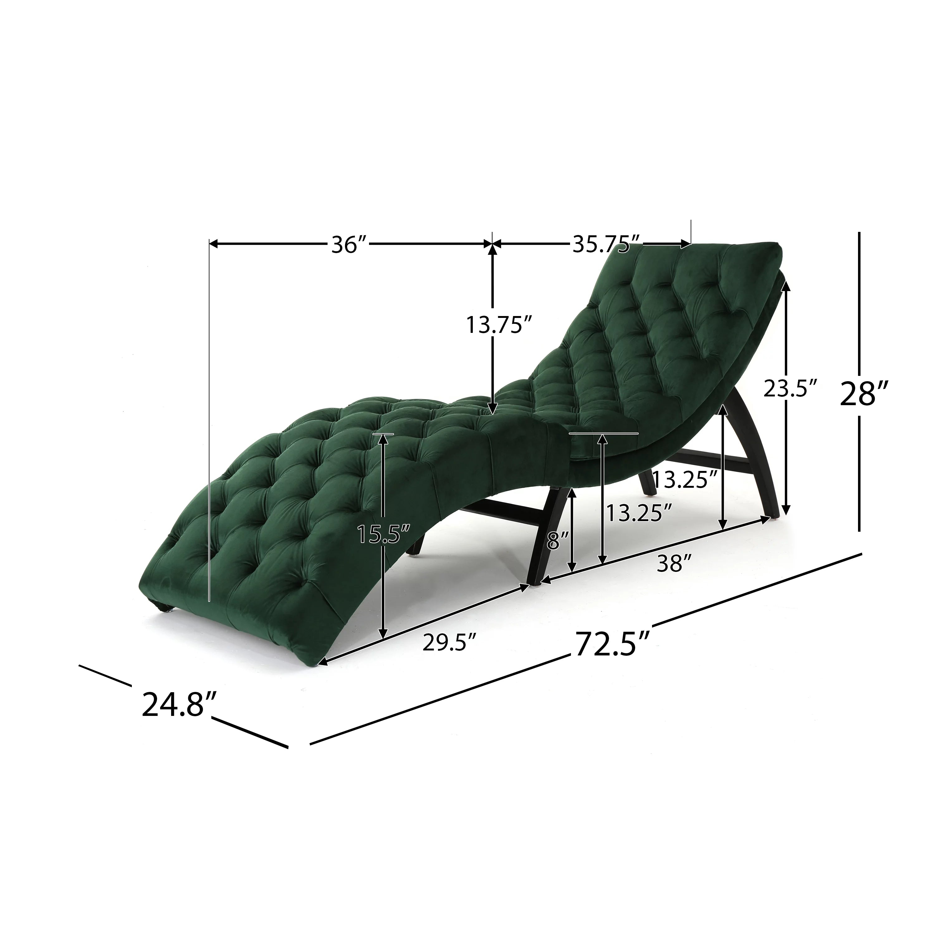 Grasby Tufted Emerald Velvet Chaise Lounge R113