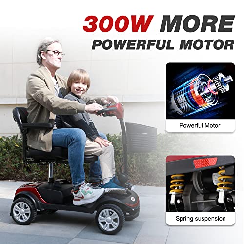Folding 4-Wheel Electric Mobility Scooter for Adults & Seniors, 12Ah Battery, Yellow I235