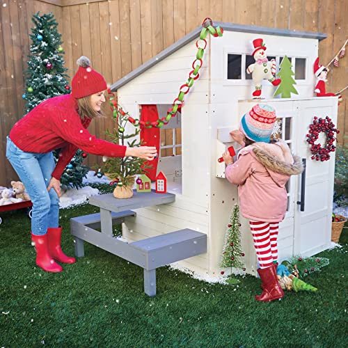 KidKraft Modern Outdoor Wooden Playhouse with Picnic Table and Grill S7361