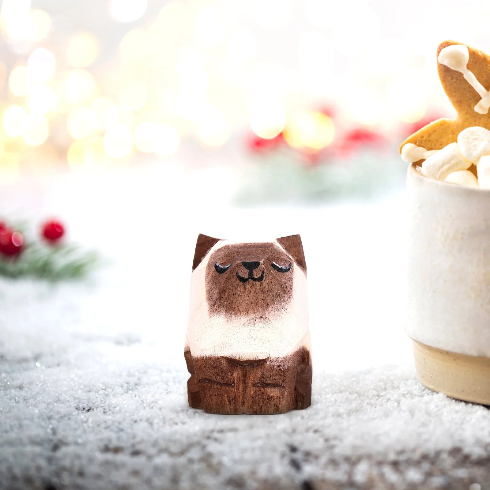 Wooden Cat Ornament for Desktop P927064