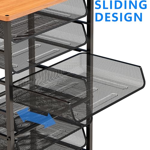 Simple Trending 14 Tier Rolling File Cart with Sliding Trays, Black C4528